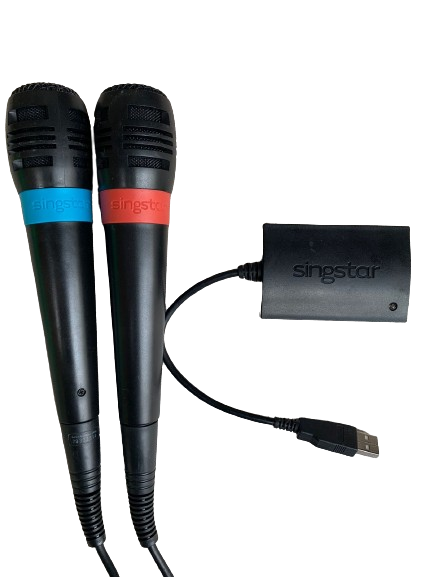 PlayStation SingStar Wired Microphones (PS2 / PS3 / PS4)(Pwned) BLUE and RED