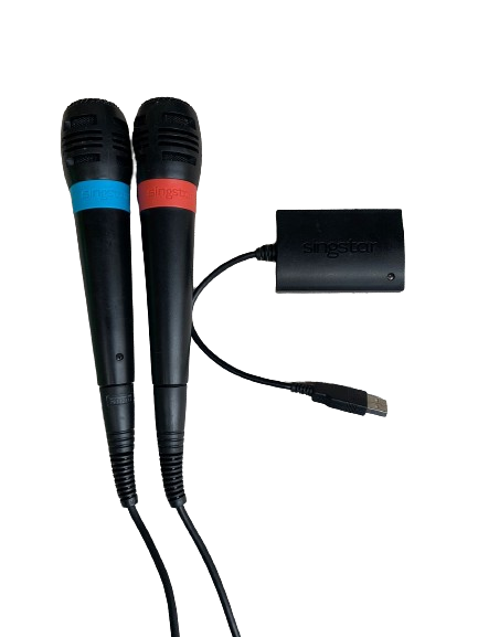 PlayStation SingStar Wired Microphones (PS2 / PS3 / PS4)(Pwned) BLUE and RED