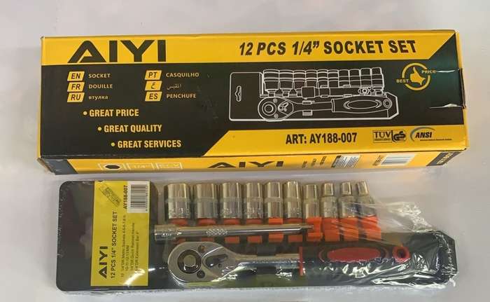 AIYI 12PCS 1/4` Socket set with Extension Bar