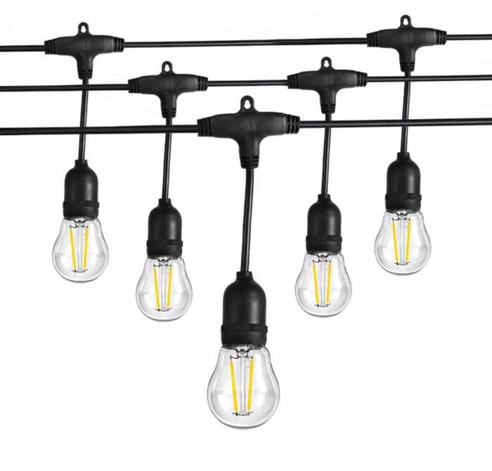 Lighting Outdoor LED Festoon Vintage 12 Blub String Lights 7.5M