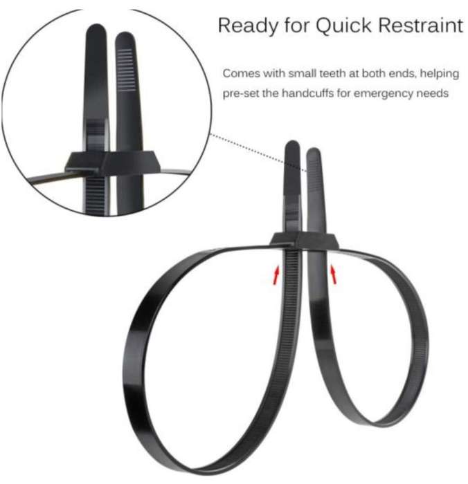 Heavy Duty Nylon Flexi Double Locking Zip Tie Handcuffs