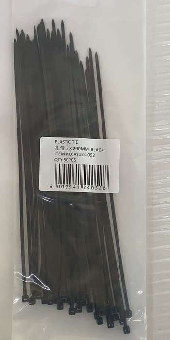Plastic Cable Tie-3 X 200mm Pack of 50Pieces Black