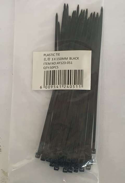 Plastic Cable Tie-3 X 150mm Pack of 50 Pieces Black