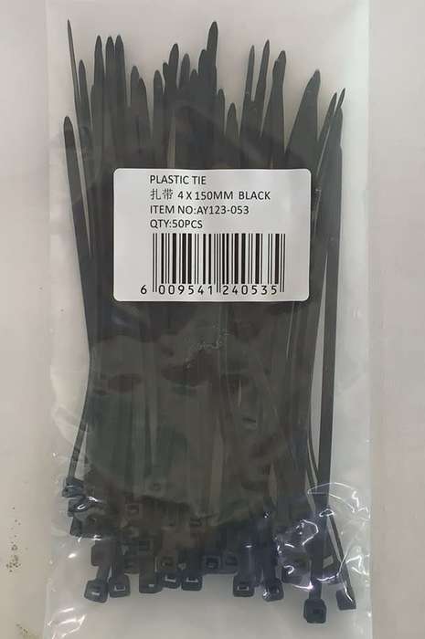 Plastic Cable Tie-4 X 150mm Pack of 50 Pieces Black