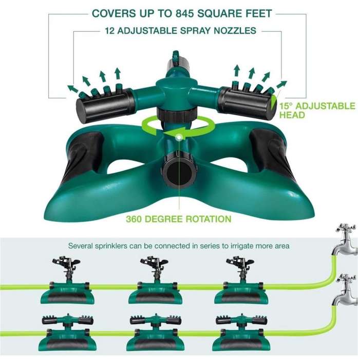 Garden Plants Grass and Lawn Water Sprinkler 360 Rotating System
