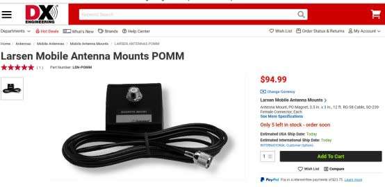 Larsen Magnetic UHF Antenna Mount