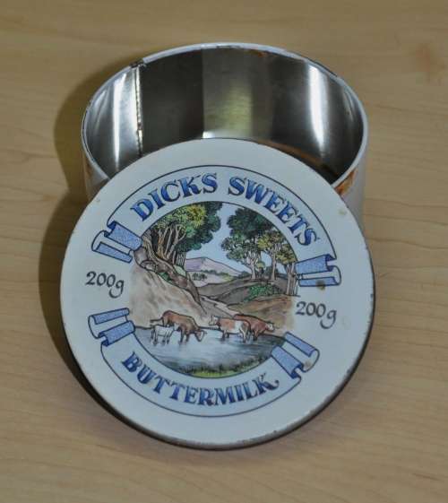 Rare and Collectible Vintage Dick`s Sweets Buttermilk Tin