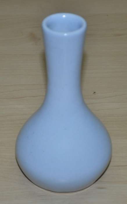Vintage Manjoy Pottery Light Blue Glazed Bud Vase with Hand Painted Dog