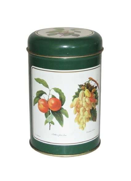 Vintage, Collectible Storage Tin decorated with vintage Botany Illustrations by P J Redouté