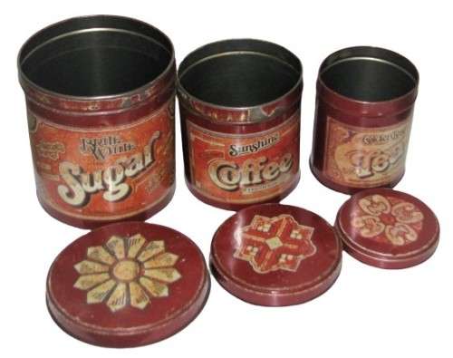 Vintage/Retro, Collectible Set of Three Storage Tins - Sugar/Coffee/Tea Set