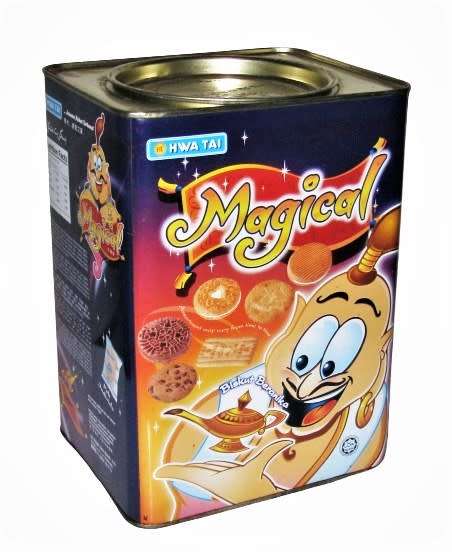 Vintage, Collectible Large Magical Biscuit Tin by Hwa Tai