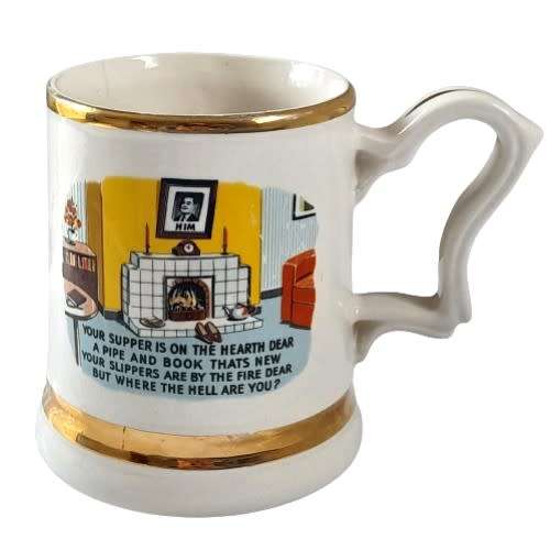 Vintage British Pottery 22 ct Gold Trimmed Mug - Where the h*** are you?