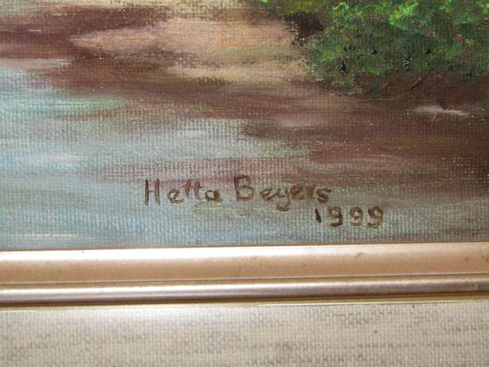 Landscape - Framed Oil on board signed Hetta Beyers 1999