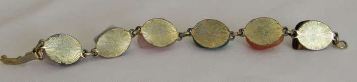 Vintage gilt link bracelet with genuine semi precious stones