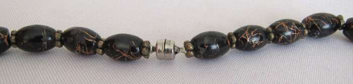 Vintage Art Deco style black and copper glass bead necklace