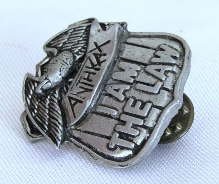 Anthrax pin - `I am the Law` Vintage Cast Metal Badge original 80`s