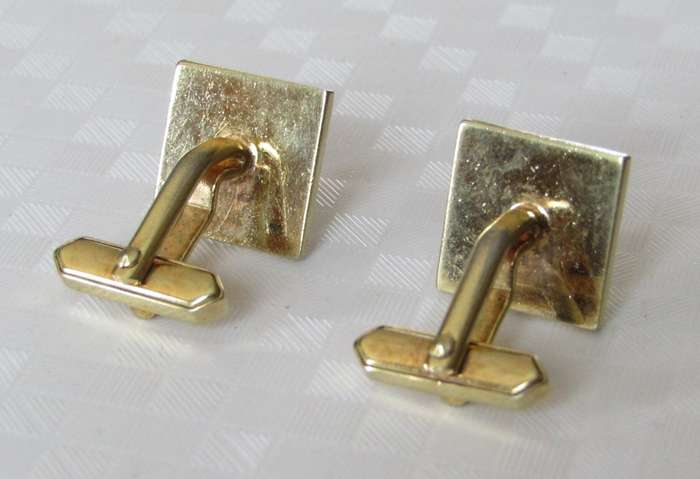 Vintage gold plated square machined cufflinks