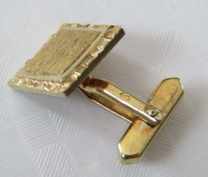 Vintage gold plated square machined cufflinks