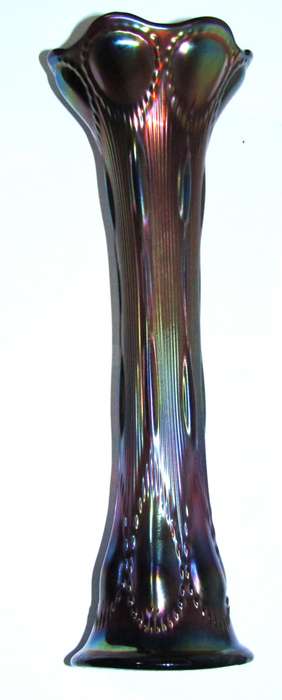 Antique Art Nouveau Paneled Carnival Swung Glass Iridescent Art Glass Vase
