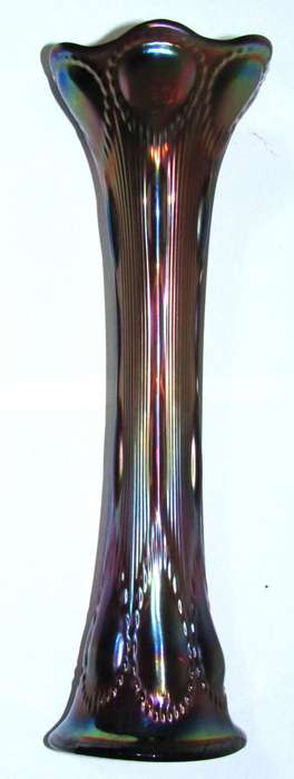 Antique Art Nouveau Paneled Carnival Swung Glass Iridescent Art Glass Vase