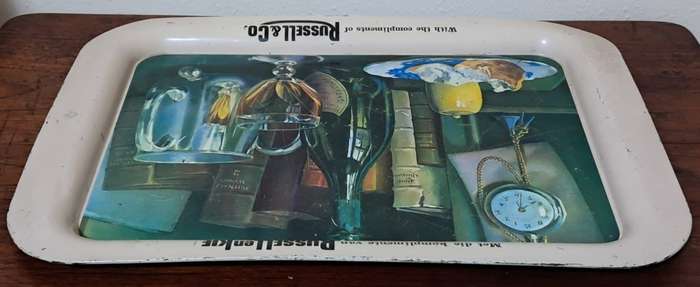 Vintage Tray featuring Russell and Co advertising