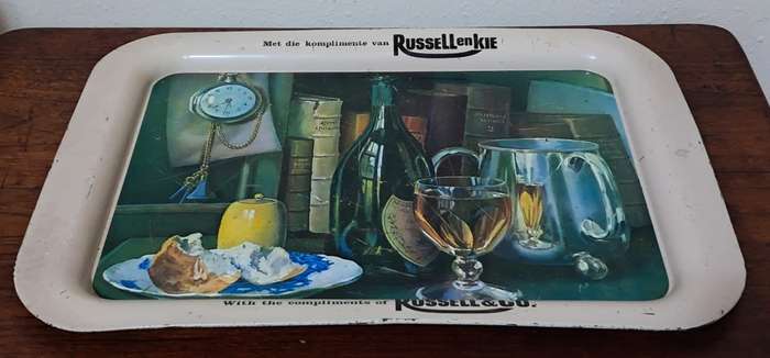 Vintage Tray featuring Russell and Co advertising