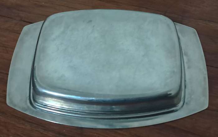 Vintage Silver Plated Butter Dish featuring an exquisite carved acorn handle