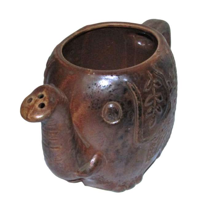 Vintage Brown Ceramic Elephant Incense Burner