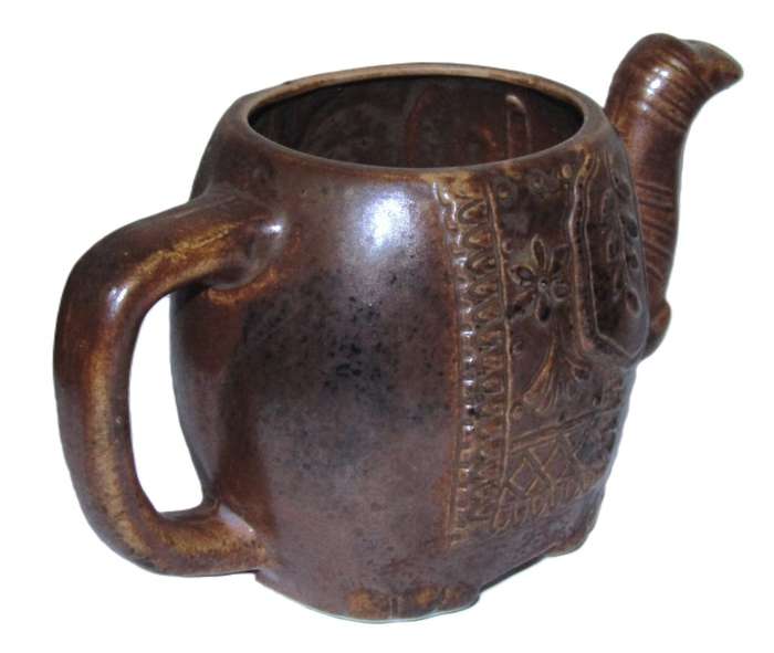 Vintage Brown Ceramic Elephant Incense Burner