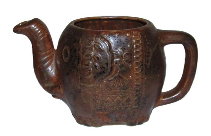 Vintage Brown Ceramic Elephant Incense Burner