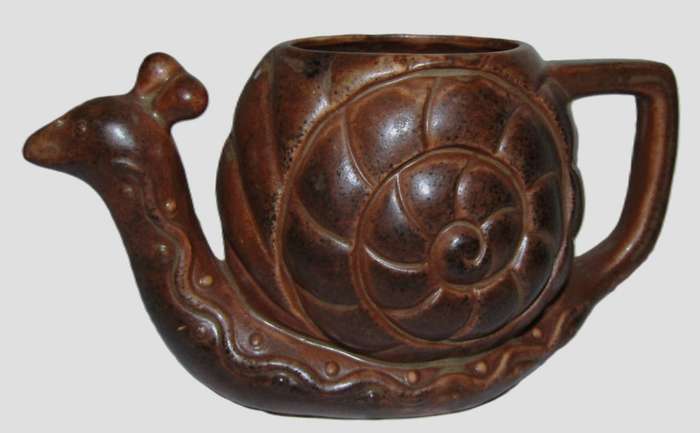 Vintage Brown Ceramic Snail Incense Burner