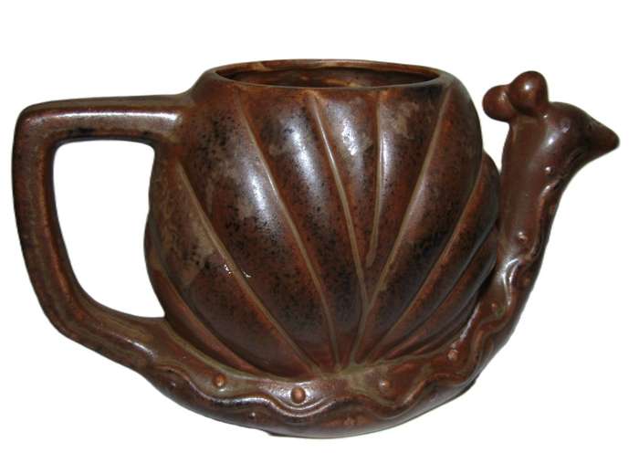 Vintage Brown Ceramic Snail Incense Burner