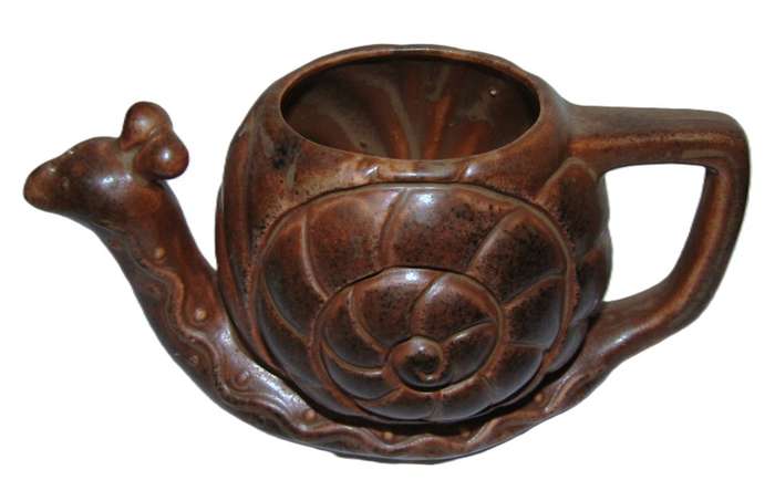 Vintage Brown Ceramic Snail Incense Burner