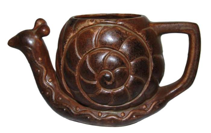 Vintage Brown Ceramic Snail Incense Burner