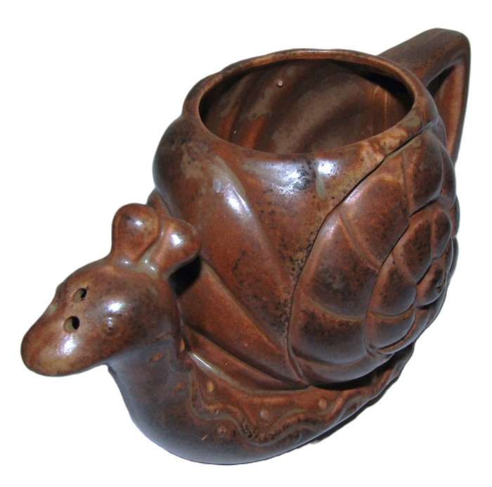 Vintage Brown Ceramic Snail Incense Burner