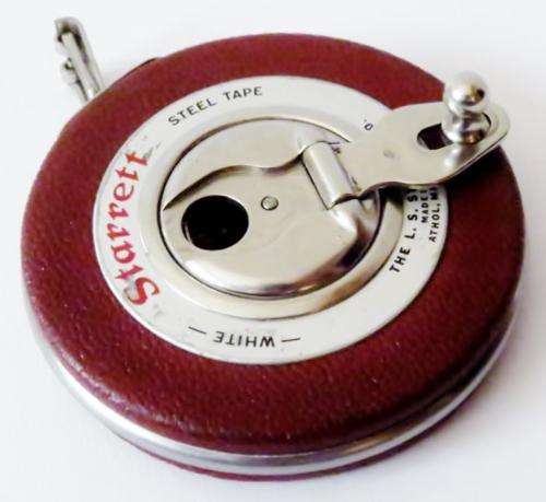 Vintage Starrett W530M&E 10M white steel precision tape measure