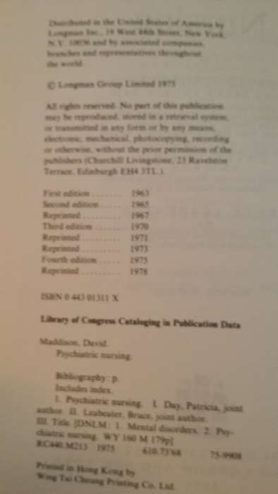 BOOKS - Psychiatric Nursing - Madison , Day and Leabeater