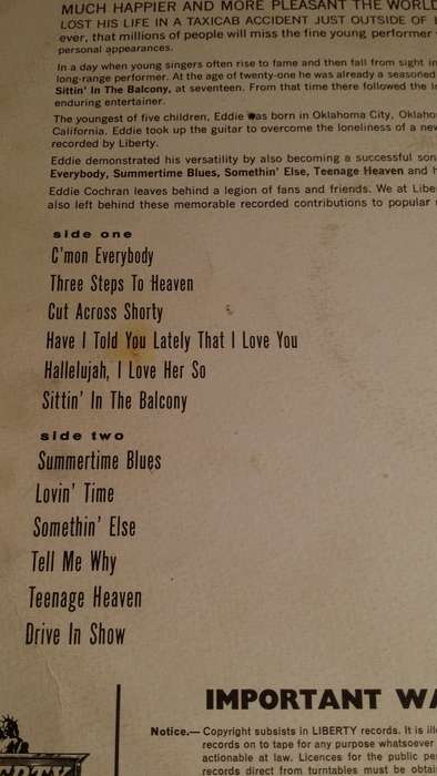 LP Vinyl Records - Eddie Cochran