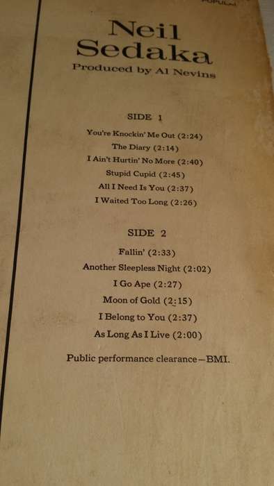 LP Vinyl Records -   Neil Sedaka