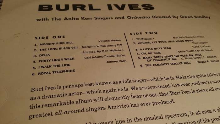 LP Vinyl Records -  Burl Ives