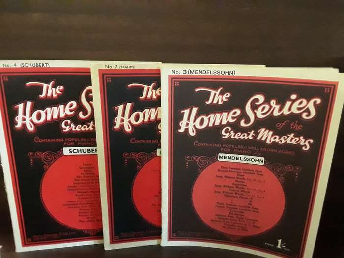 BOOKS  - The home series of great masters musical notes  ,  Mendelssohn .Brahms  , Schubert