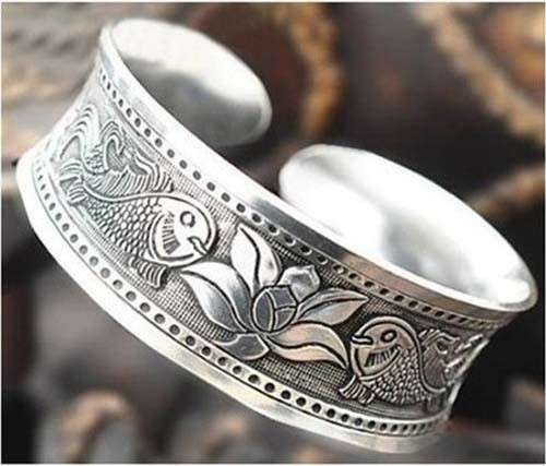 Tibetan Tibet Silver Totem Bangle Cuff Bracelet