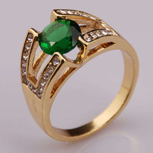 STUNNING!18ct GF Ring With Artificial Round Brilliant Cut Gemstone-Size T1/2 (NOT Fusion or Plated)!