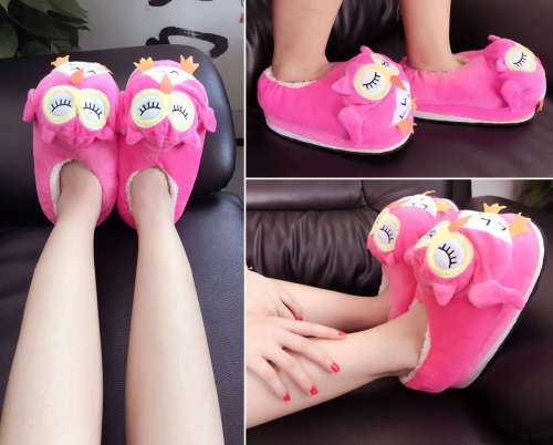 Owl Slippers | Pink, Blue, Black or Red