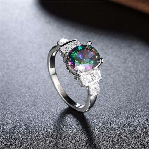 Fantastic price!! Sterling Silver - filled Ring with Simulated Mystic Topaz Stone   Sizes 6-8