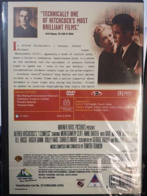 Alfred Hitchcock - I Confess (1953) (DVD) [New]
