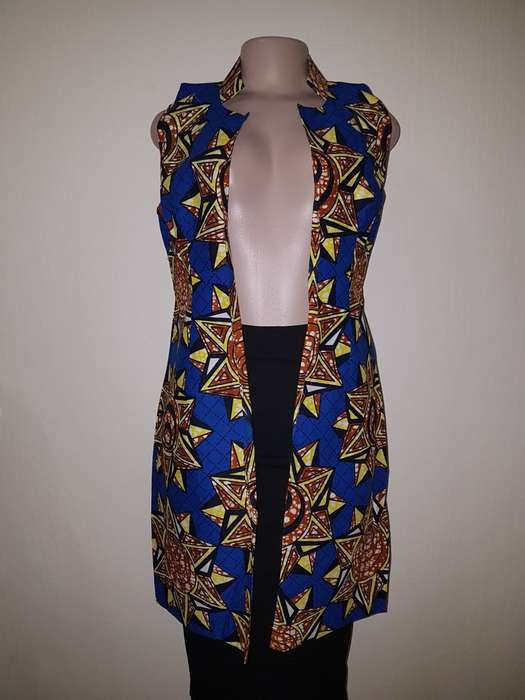 African Print Sleeveless Kimono (Ankara) by Ijay (Size: 8/S/32)