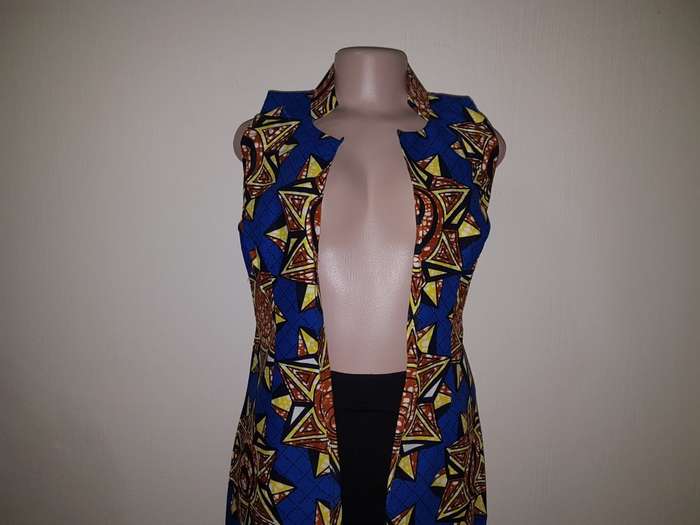 African Print Sleeveless Kimono (Ankara) by Ijay (Size: 8/S/32)