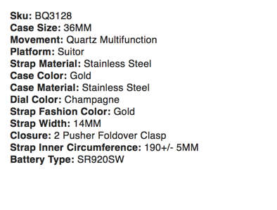 FOSSIL Suitor Multifunction Gold-Tone Stainless Steel Watch BQ3128 - NEW+BOXED+AUTHENTIC !!