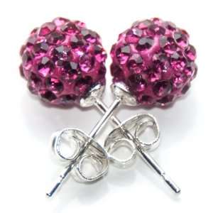 A MUST HAVE!!! ELEGANT DARK FUSCHIA CRYSTAL SHAMBALLA EARRING-SELLS FOR R245 A PAIR IN CHAINSTORES